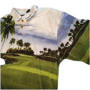 VTG Tabasco Logo Polo Mens Short Sleeve Green Golf Course Palm Trees Casual XXL
